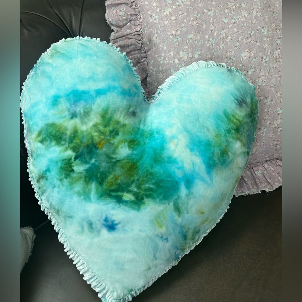Rachel Ashwell Limited Edition Shabby Chic Couture Tie Dye Velvet Pillow Aqua